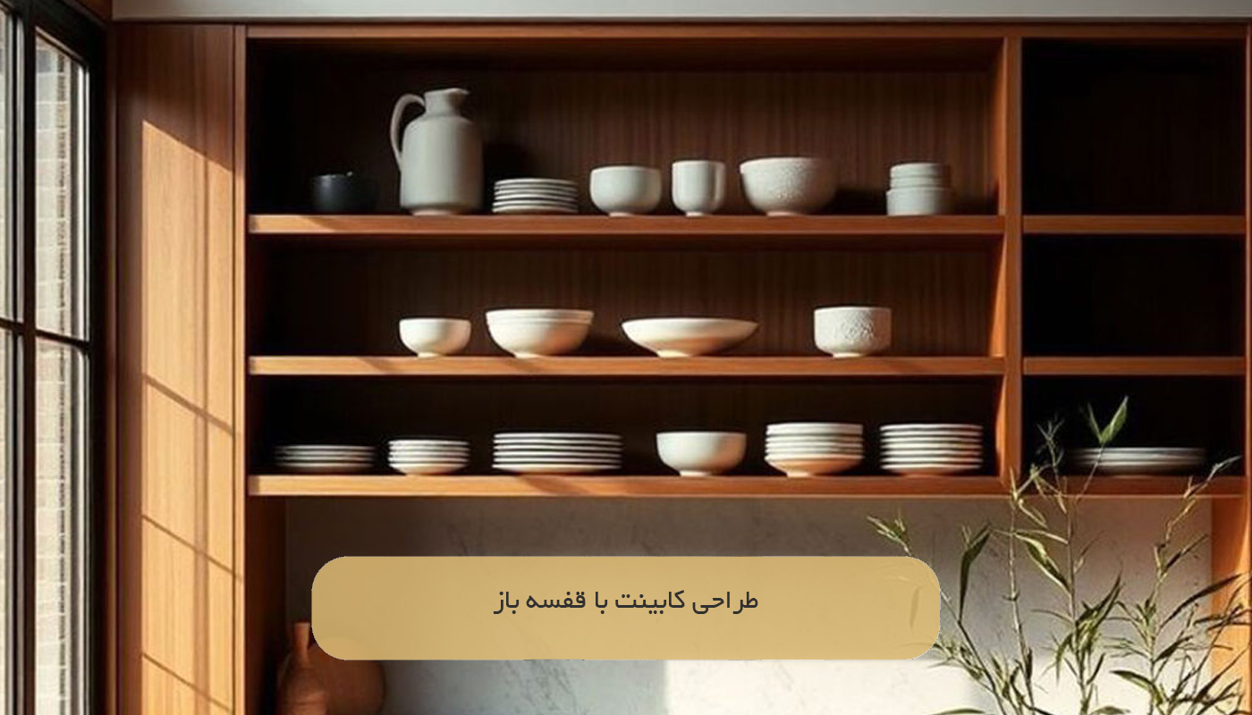 طراحی کابینت با قفسه باز