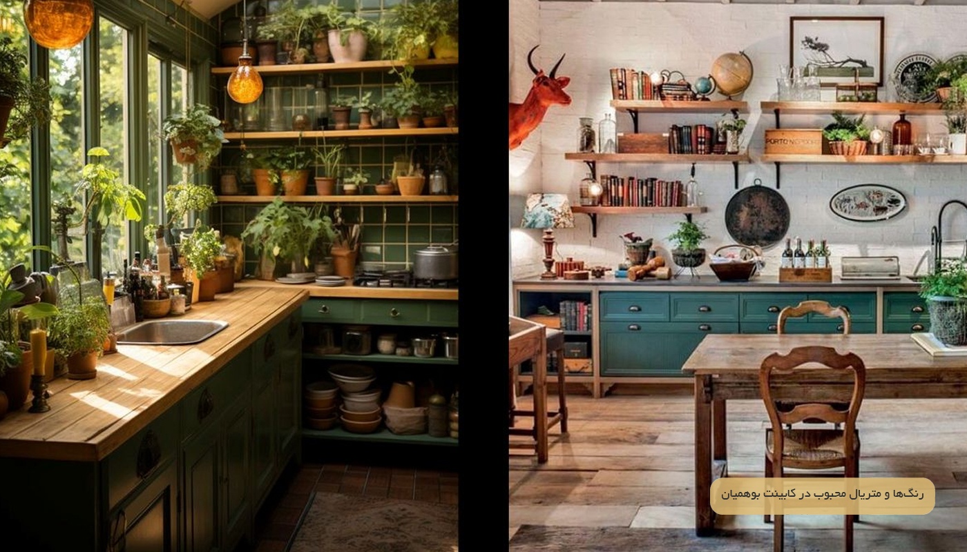 رنگ‌ها و متریال محبوب در کابینت بوهمیان