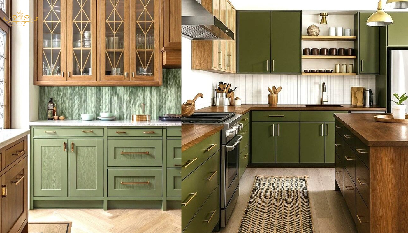 مدل کابینت سبز سدری برای آشپزخانه کوچک